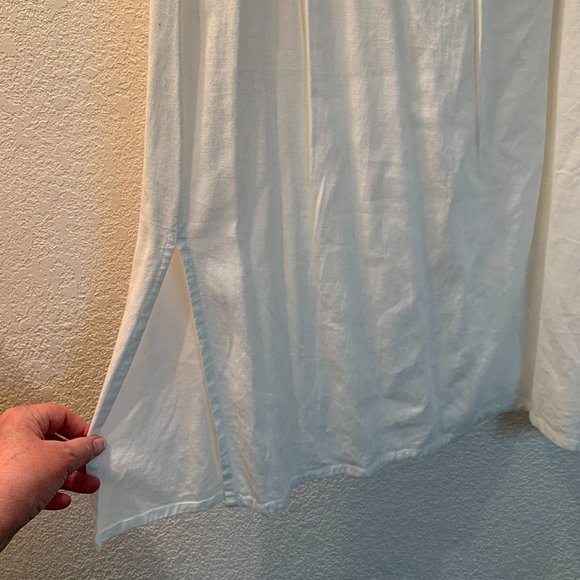 2 piece sleeveless skirt set white linen sz small - Picture 9 of 13